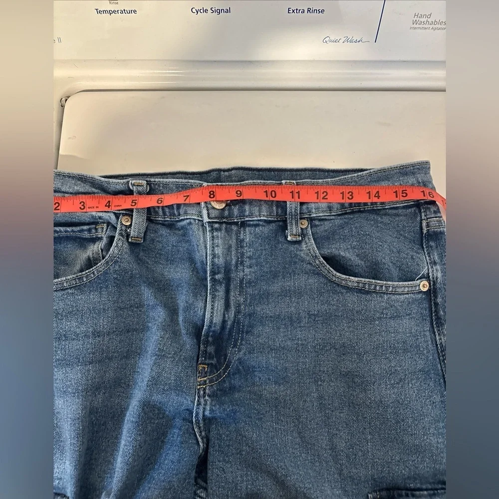 GAP High Rise Stride Wide Leg Cargo Jeans Light Wash Blue Denim 12 31 P Petite - Picture 9 of 11